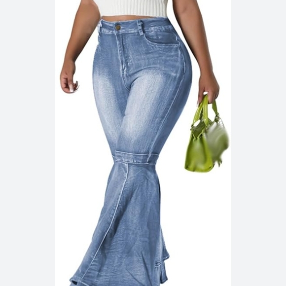 #4. Blue Flared Women's Jeans - Picture 2 of 6